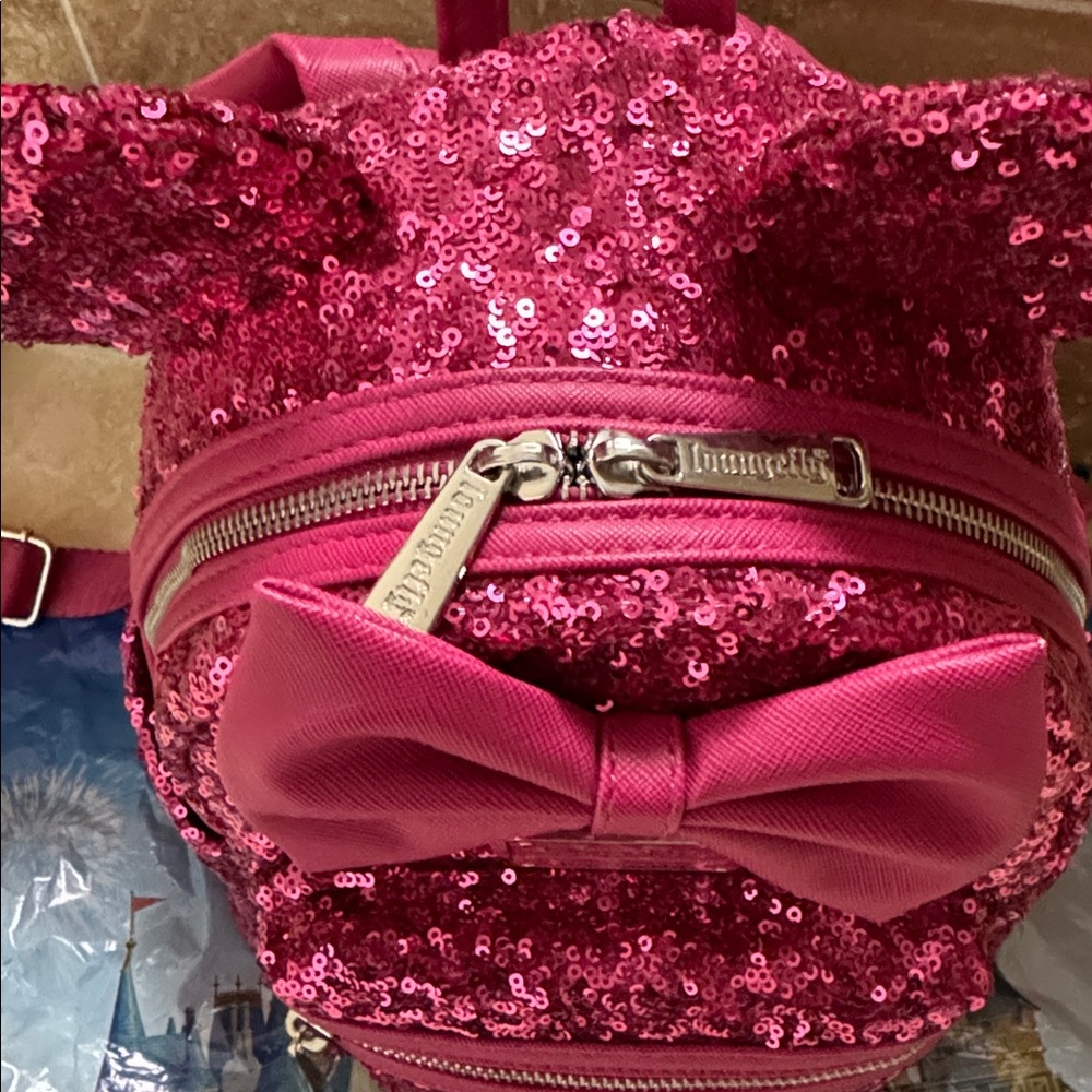 Disney Parks Loungefly Backpack Orchid Sequin - Picture 2 of 7